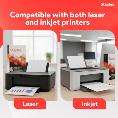 Staples 8.5" x 11" Laser Paper, 32 lbs., 98 Brightness, 500/Ream (85047 / 86047)