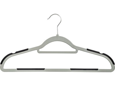 Honey-Can-Do Plastic Hanger with Anti-Slip Rubber Grips, Gray/Black, 15/Pack (HNG-08940)
