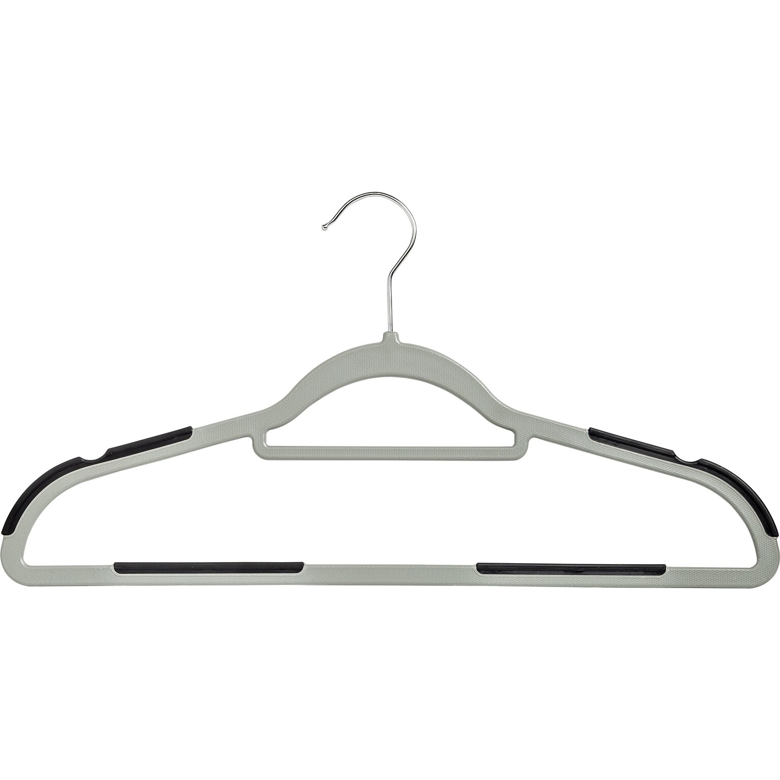 Honey-Can-Do Plastic Hanger with Anti-Slip Rubber Grips, Gray/Black, 15/Pack (HNG-08940)