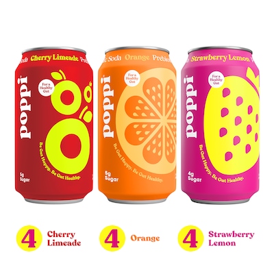Poppi Prebiotic Soda Variety Pack 12 oz, 12/Pack (220-02412)