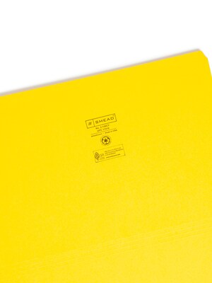 Smead File Folder, Reinforced Straight-Cut Tab, Legal Size, Yellow, 100 per Box  (17910)