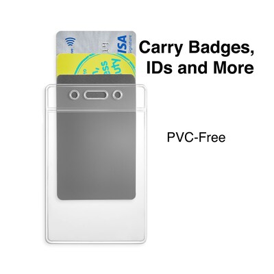Staples ID Badge Holders, Vinyl, Clear, 50/Pack (37868-CC)