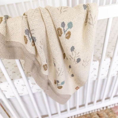 Avery Organic Cotton Knitted Baby Blanket (Poppy)