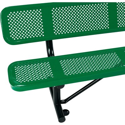 Global Industrial 6' Outdoor Steel Picnic Bench w/ Backrest, Perforated Metal, Green (694557GN)