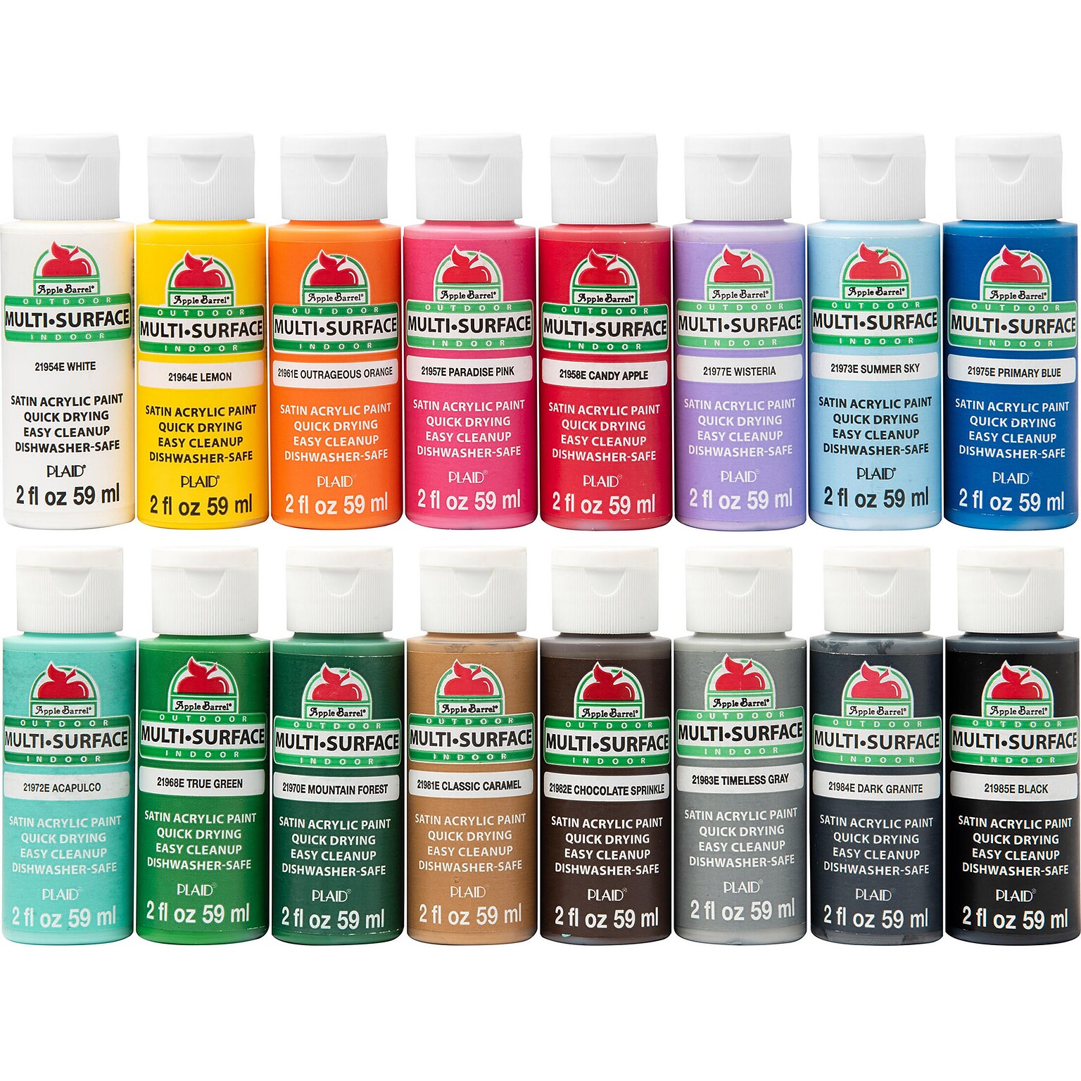 Apple Barrel Multi-Surface Acrylic Paint, 2oz., 16/Set (APPPROMOABMS1)