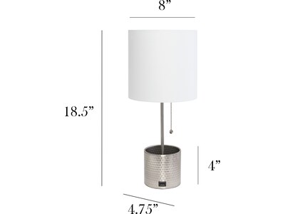 Simple Designs Table Lamp, Brushed Nickel/White (LT1085-BSN)