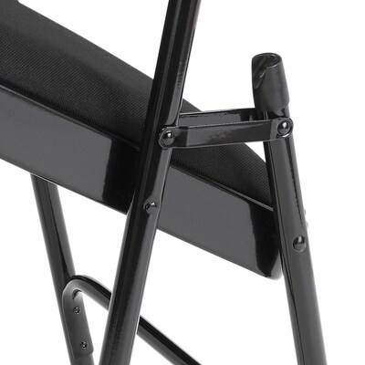 NPS 2300 Series Fabric Padded Triple Brace Double Hinge Premium Folding Chairs, Midnight Black/Black, 100 Pack (2310/100)