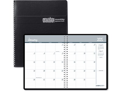 2025 House of Doolittle 8.5" x 11" Monthly Planner, Faux Leather Cover, Black (26202-25)