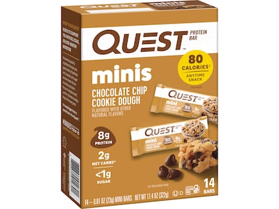 Quest Minis Gluten Free Chocolate Chip Cookie Dough Protein Bar, 0.81 oz., 14 Bars/Box (QPBMCCCD14M8)