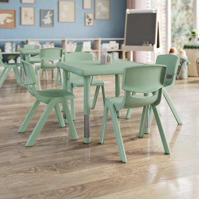 Flash Furniture Emmy Square Activity Table Set, 24 x 24, Height Adjustable, Sage (YCX232SQRTBSGEE)