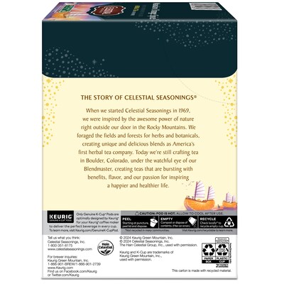 Celestial Seasonings Mandarin Orange Spice Herbal Tea, Keurig® K-Cup® Pods, 24/Box (14735)