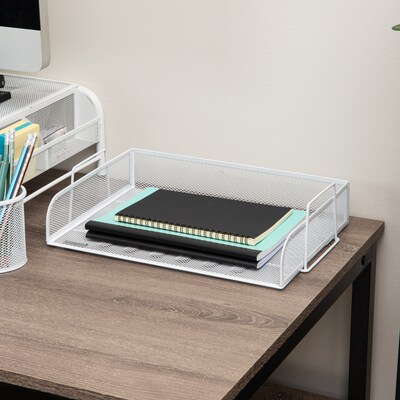 Mind Reader Metal Side Loading Stackable Letter Tray, White (DSTACK4-WHT)