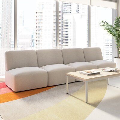 Bush Business Furniture Assemble Modular 4 Seater Sectional Sofa, Oat Fabric (ASM003OTF)
