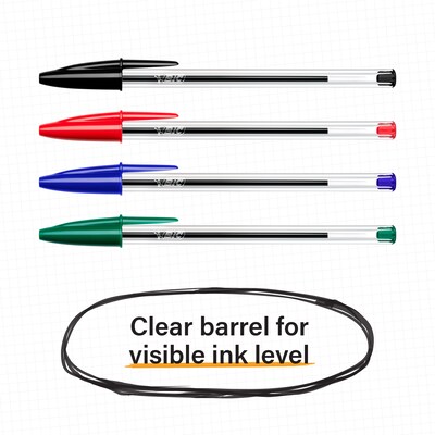 BIC Cristal Ballpoint Pens, Medium Point, Red Ink, Dozen (MS11-RED)