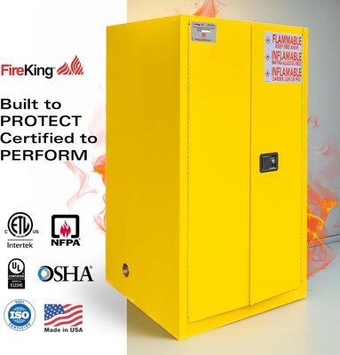 FireKing Flammable Liquids Steel Storage Cabinet, 60 gal, Manual Close, Yellow (SC60-MC-Y)