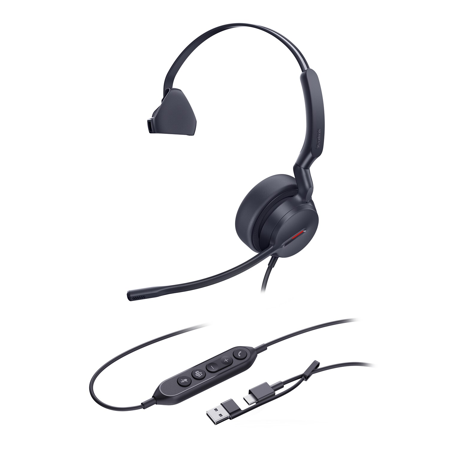 Yealink UH44 USB Wired Noise Cancelling USB-C/A Mono Computer Headset for Business Office, Teams Certified