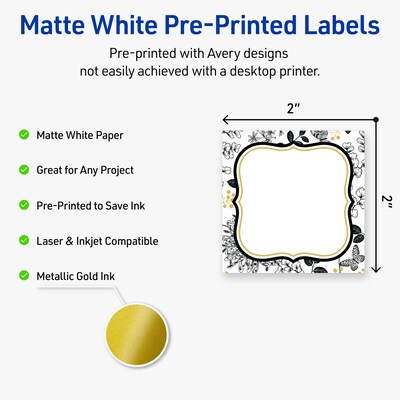 Avery Square Laser/Inkjet Multipurpose Labels, 2 x 2, White, 120/Pack (19479371033)