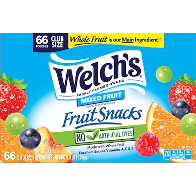 Welch's Gluten Free Mixed Fruit Gummies, 0.8 oz., 66 Bags/Box (PIM68868)