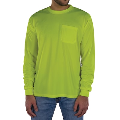 GloWear 8093 High Visibility Long Sleeve T-Shirt, Lime, X-Small (21811)