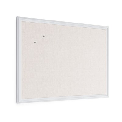 U Brands Cork Linen Bulletin Board, White Decor Frame, 40" x 30" (2917U00-01)