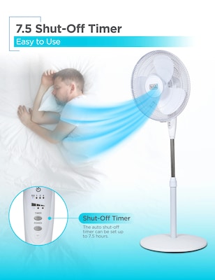 Black & Decker 16" Oscillating Pedestal Fan, 3-Speed, White (BFSR16W)