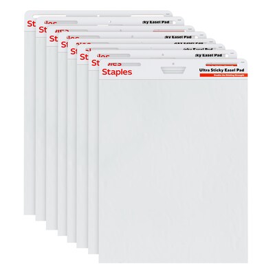 Staples Ultra Sticky Easel Pad, 25 x 30, 30 Sheets/Pad, 8 Pads/Pack (ST62838)