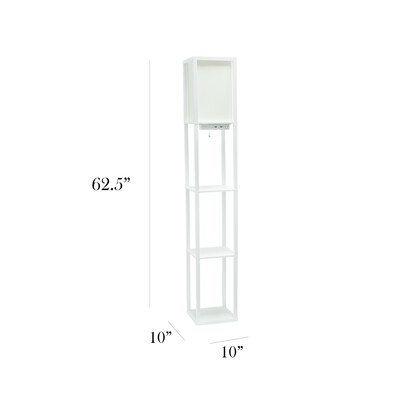 Simple Designs Etagere Organizer 62.5" Floor Lamp with Rectangular Shade, White (LF1037-WHT-CCLB)