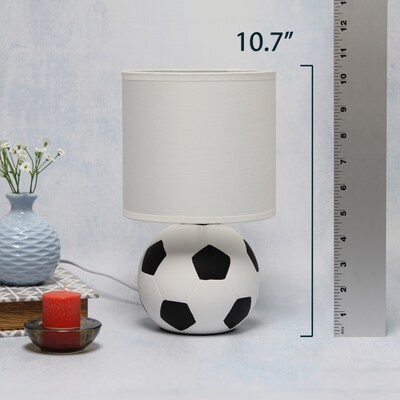 Simple Designs SportsLite Mini Soccer 10.7" LED Table Lamp, White/Black (LT2121-SCR)