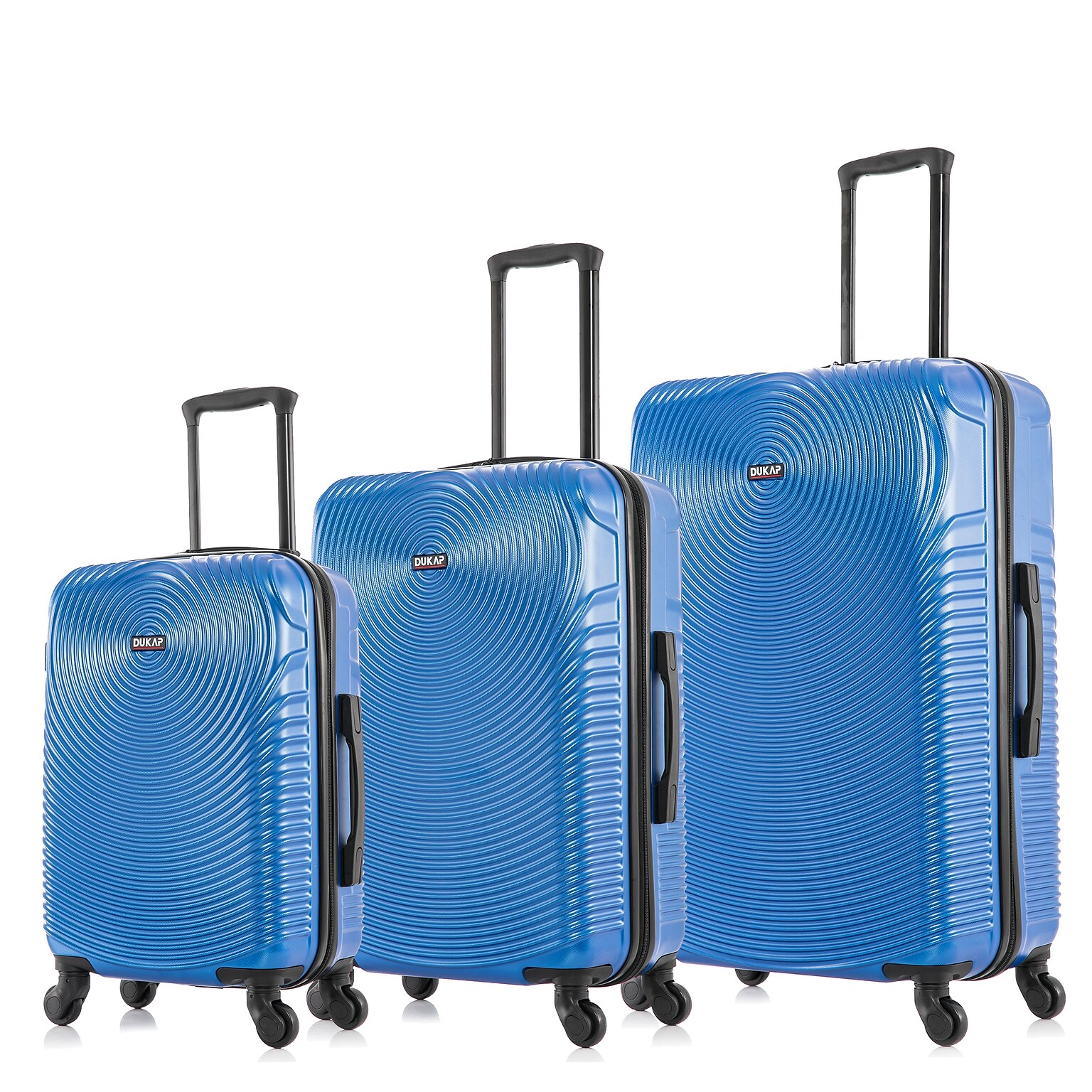 DUKAP INCEPTION 3-Piece Hardside Spinner Carry-On Luggage Set, TSA Checkpoint Friendly, Blue (DKINCSML-BLU)