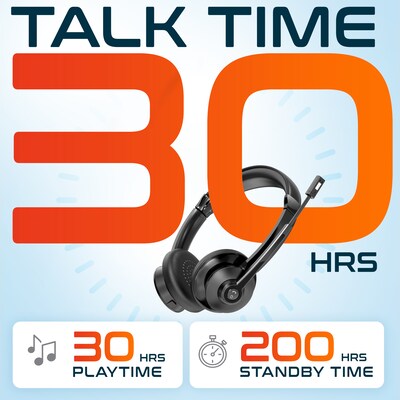 Delton Work Anywhere 30X Wireless Noise Canceling Bluetooth Stereo Computer Over-the-Ear Headset Kit