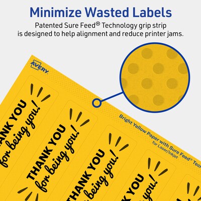 Avery Laser/Inkjet Rectangle Multipurpose Labels, 9.75" x 1.25", Bright Yellow, 200/Pack (94262)