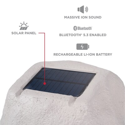 ION Glow Stone Wireless Link Solar Bluetooth Multi-Sync Outdoor Rock Speaker w/LED Lights, Water Resistant (GLOWSTNLINKXUS)
