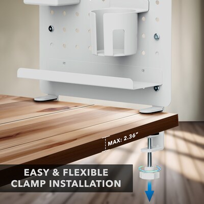 Mount-It! Clamp-On Pegboard Organizer with Accessories for Desks, White (MI-7302WHT)