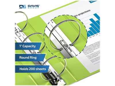 Davis Group Premium Economy 1" 3-Ring Non-View Binders, Lime Green, 6/Pack (2311-24-06)