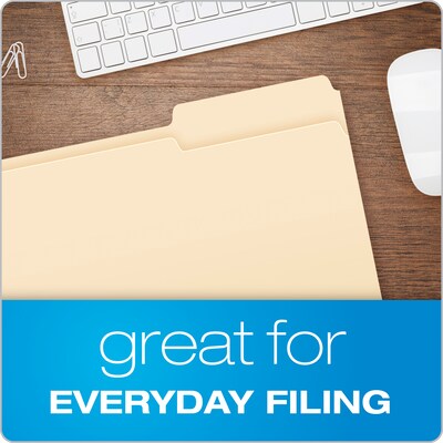 Pendaflex File Folder, 1-Tab, Right Position, Letter Size, Manila, 100/Box (R752 1/3-3)