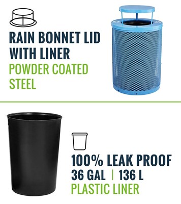 Alpine Industries 4460 Steel Mesh Outdoor Recycling Bin, 36 Gallon, Blue (ALP4460-01-D)