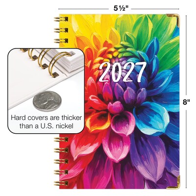 2027 Excello Brands 6" x 8" Weekly & Monthly Standard Planner, Paperboard Cover, Rainbow Petals (FSHN-CY27-58-41)