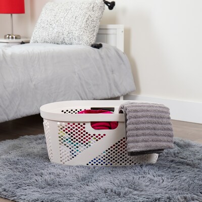 Mind Reader 10.57-Gallon Laundry Basket with Handles, Plastic, Ivory (HHAMP40-IVO)