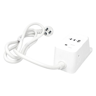 RAYOVAC 3-Outlet 3-USB Port Wireless Charging Station Surge Protector, 5-ft., 540 Joules, White (SS-P313A)