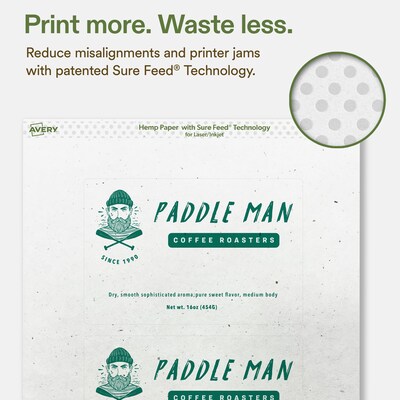 Avery Hemp Rectangle Laser/Inkjet Multipurpose Labels, 4" x 6", Off-White (40/Pack)