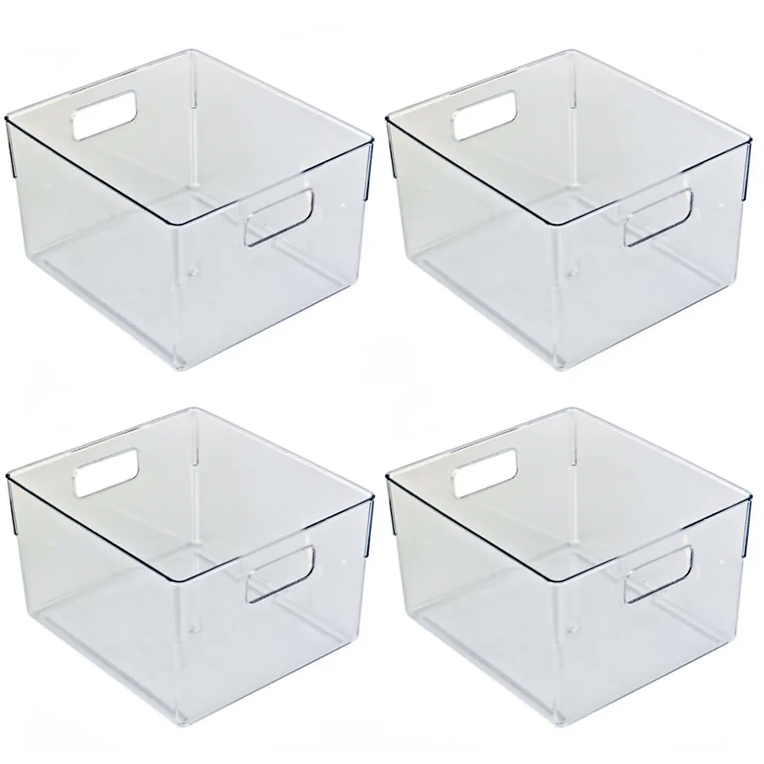 Azar Small Plastic Storage Bin with Handles, 5.12 x 7.75x 6.25, Clear, 4/Pack (556742-4PK)