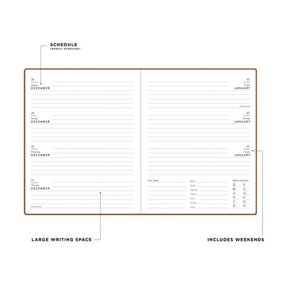 2027 Blue Sky Bespoke Letterpress Boothcloth 8 x 10 Calendar Year Weekly & Monthly Standard Planner, Faux Leather Cover