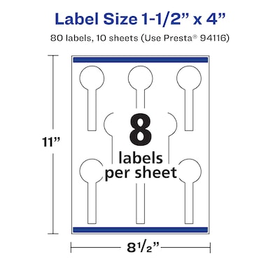 Avery Laser/Inkjet Decorative Edge Waterproof Multipurpose Labels, 4"  x 1.5", White, 80/Pack (94116)