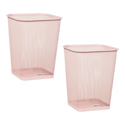 Mind Reader Metal Trash Can Without Lid, 5 Gallon, Pink, 2/Pack (2SQUAGA-PNK)