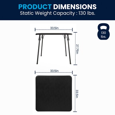 Flash Furniture Madelyn Folding Table, 33.5" x 33.5", Black (JB2)