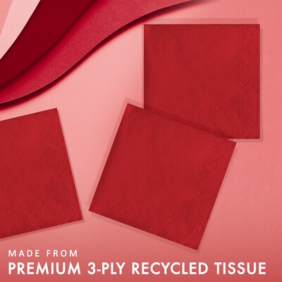 Creative Converting Touch of Color Beverage Napkins, 3-ply, Classic Red, 500/Carton (571031B)