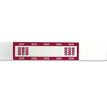 CONTROLTEK $500 Currency Strap, White/Red, 1000/Pack (560019)