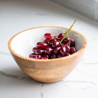 Jeanne Fitz Wood + White Collection Mango Wood Serving Bowl, Medium