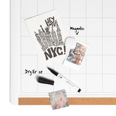 U Brands Pin-It Magnetic Dry Erase Monthly Calendar Board 20 x 16 White Frame