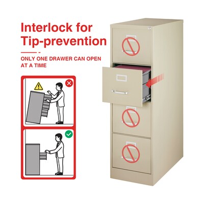 Quill Brand® Commercial 4 File Drawer Vertical File Cabinet, Locking, Putty/Beige, Letter, 26.5D (13443D)